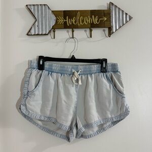 Billabong Light Blue Chambray Women's Board Shorts Size Medium with 2” inseam